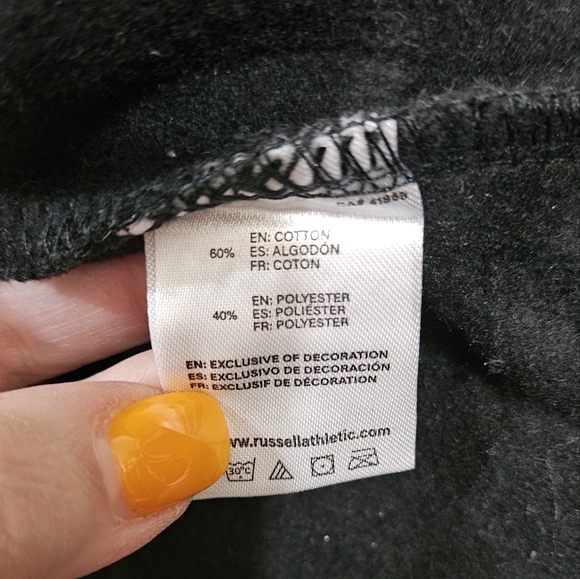 Russell Athletic Black Purple Heavy Fleece Lined Long Sweatshirt Hoodie XLarge - Picture 12 of 13